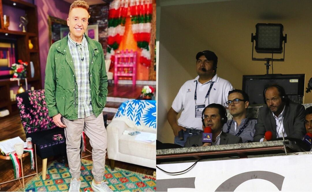 El conductor al lado de los comentaristas deportivos de TV Azteca / Foto: Especiales