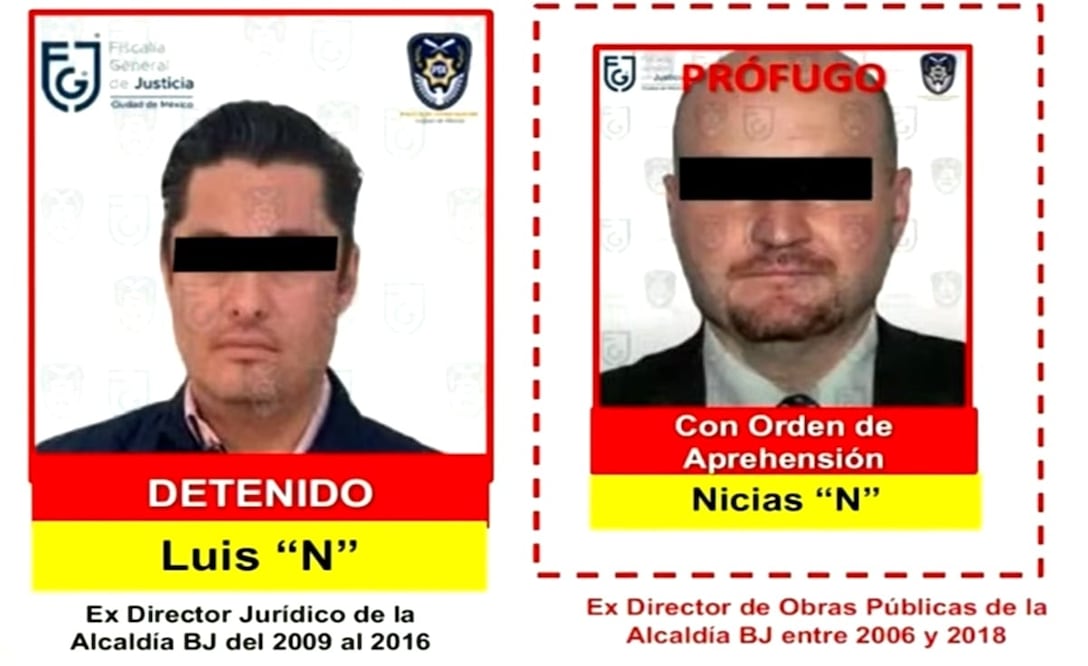 Se logró la captura de Luis “N” y se giró orden de aprehensión en contra de Nicias “N”, exdirector de Obra Pública de la alcaldía Benito Juárez. Foto: especial