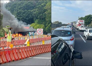Restablecen circulación en la Autopista México-Cuernavaca tras cierre por incendio de tráiler