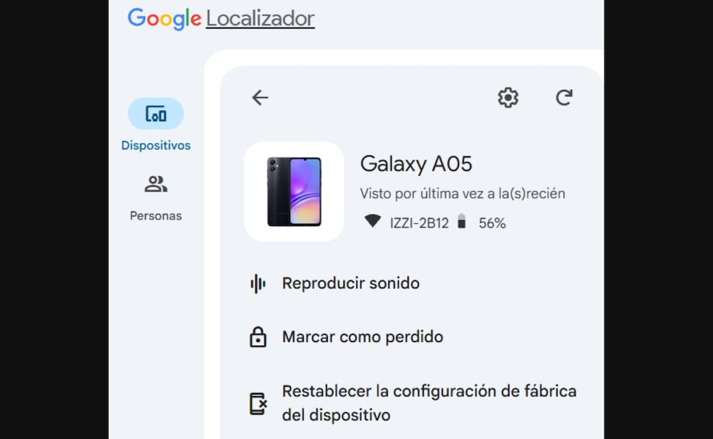 En caso de robo, puedes localizar tu celular y restablecerlo de fábrica. Foto: Captura de pantalla