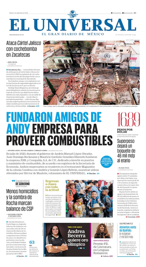 Portada impresa del 1 de septiembre de 2026