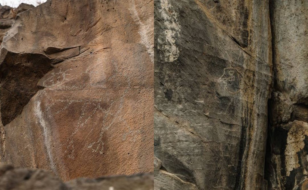 Estos son algunos de los gráficos descubiertos en el sitio identificado como Sitio 77, El Venado, en Querétaro. Foto: INAH.