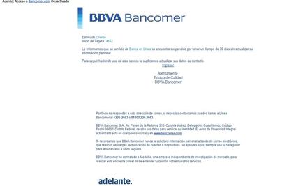 Alertan por nuevo correo apócrifo de Bancomer