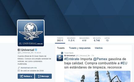 EL UNIVERSAL, con 4 millones de seguidores en Twitter