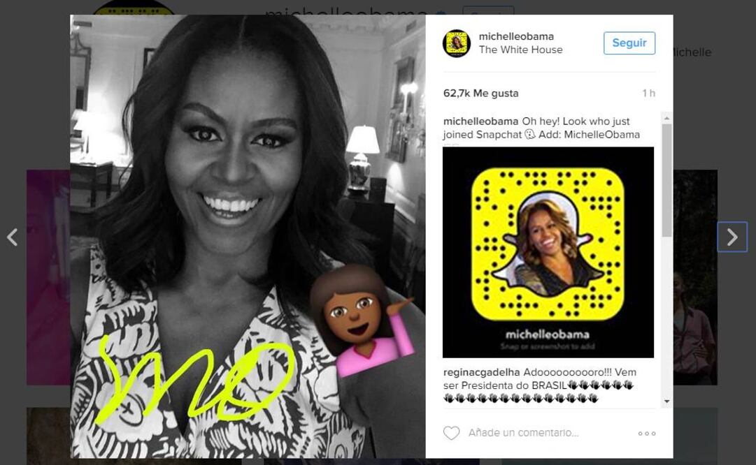 Snapchat tiene un nuevo usuario: Michelle Obama 