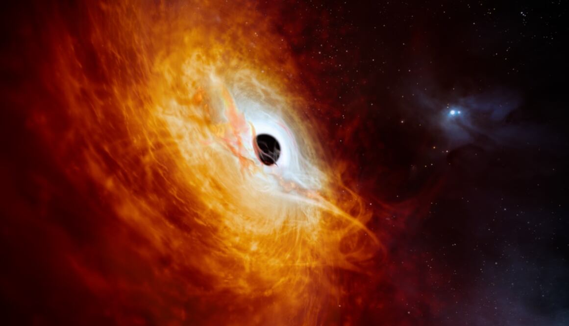 Agujero negro y cuásar, captado con el Very Large Telescope (VLT) del Observatorio Europeo Austral (ESO). 
Imagen: ESO