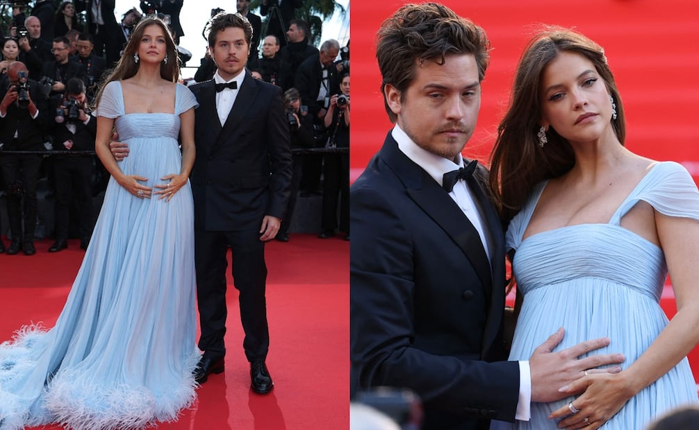 La modelo húngara Barbara Palvin y el actor estadounidense Dylan Sprouse llegan a la proyección de la película "Histoires Paralleles" en Cannes. Fotos: Sameer AL-DOUMY / AFP/.