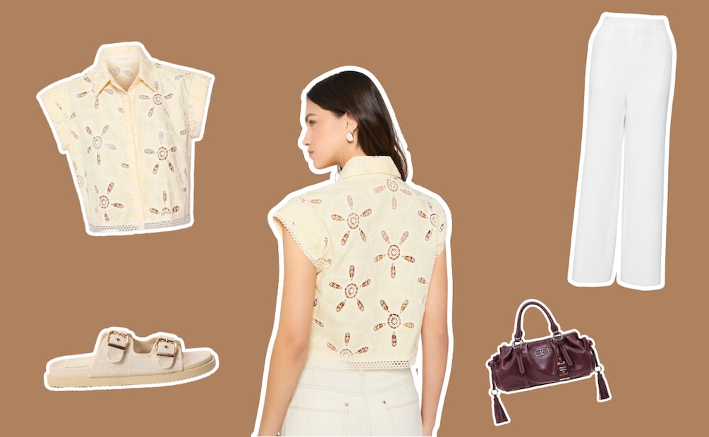 En esta ocasión el pop de color es la bolsa color vino. Foto: Studio F