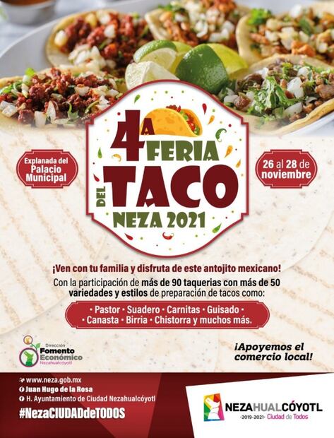 ¡De carnitas, suadero o canasta! Vuelve Feria del Taco a Neza