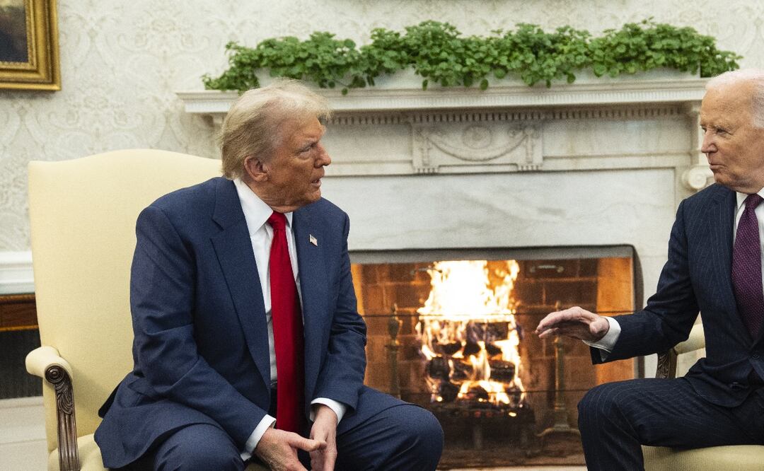 El presidente Joe Biden se reúne con el virtual presidente electo Donald Trump en el Despacho Oval de la Casa Blanca. Foto: AP