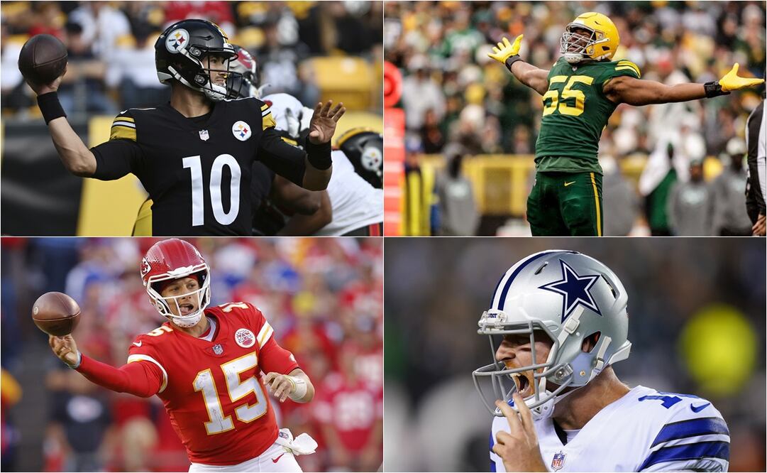 Mitch Trubisky, Patrick Mahomes, Cooper Rush y Kingsley Enagbare / Foto: Especiales