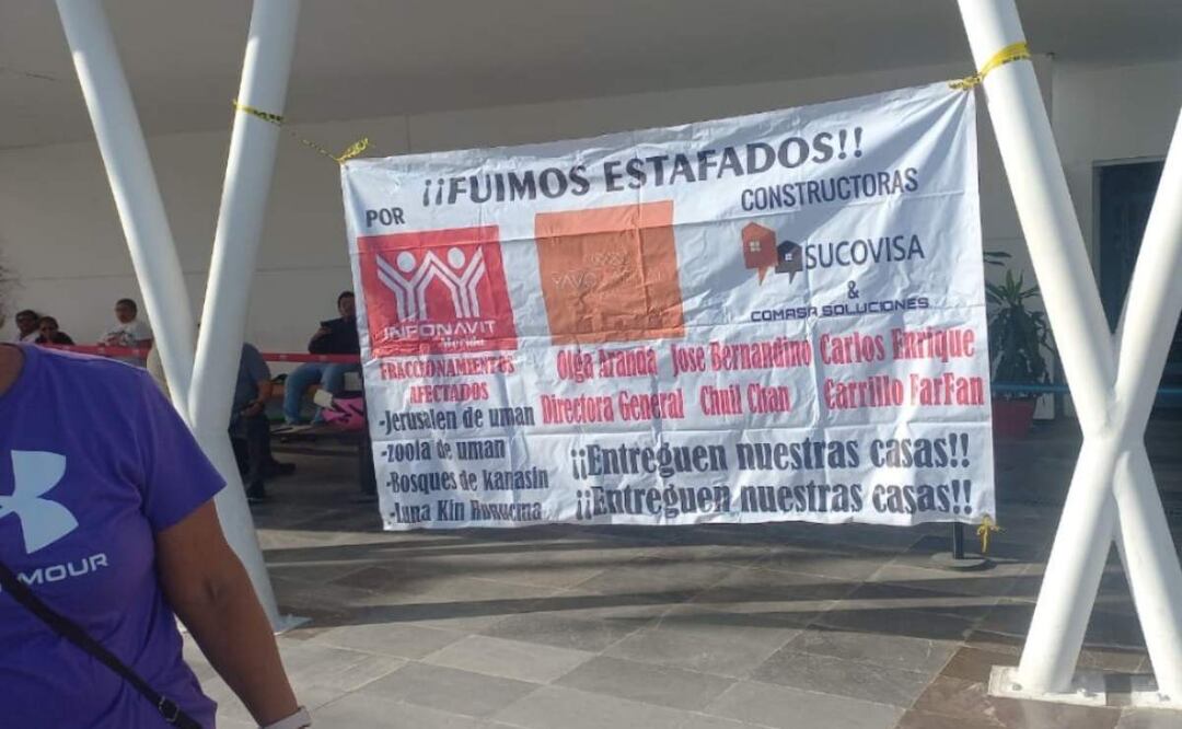 Manifestación en oficinas del Infonavit en Mérida, Yucatán (04/07/2025). Foto: Especial