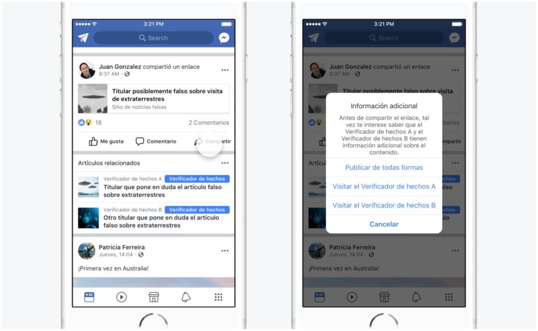 Facebook reducirá además el alcance de las páginas y dominios que compartan repetidamente noticias falsas en México