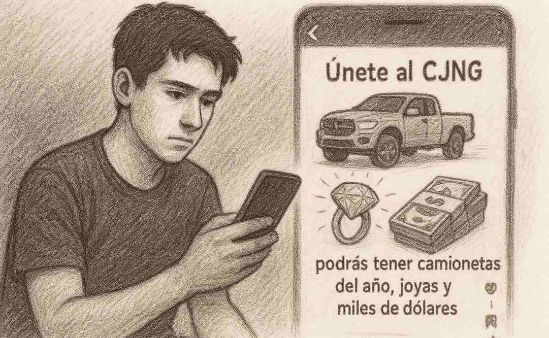 Las redes sociales son un medio para el reclutamiento. Imagen: IA generativa / Connectas