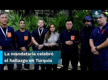 Rescatistas de Quintana Roo encuentran personas con vida en Turquía; gobernadora comparte video