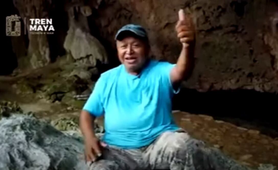 Con el mensaje “súbete al tren” los ejidatarios explican que el Tren Maya pasará a una distancia de hasta 3 kilómetros de distancia de los cenotes. Foto: tomada de video