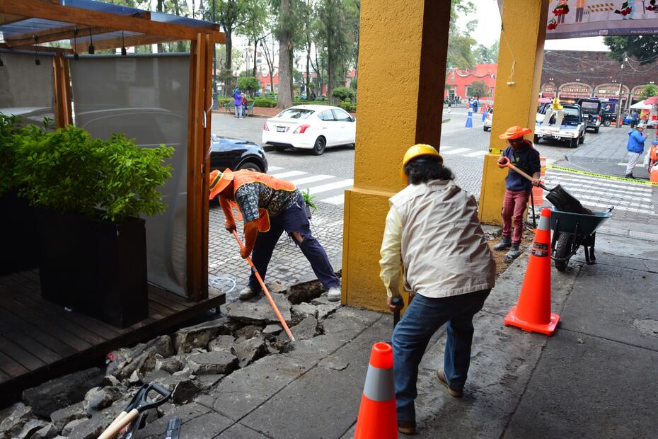 Rehabilitan banquetas en Centro de Coyoacán. FOTO: Especial/ EL UNIVERSAl/