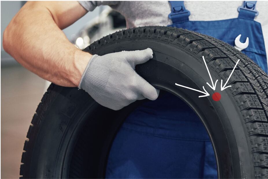 Punto rojo en las llantas. Foto: neumaticoslugones.es