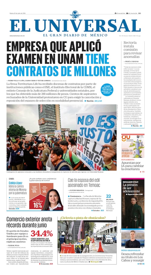 Portada impresa del 28 de julio de 2026