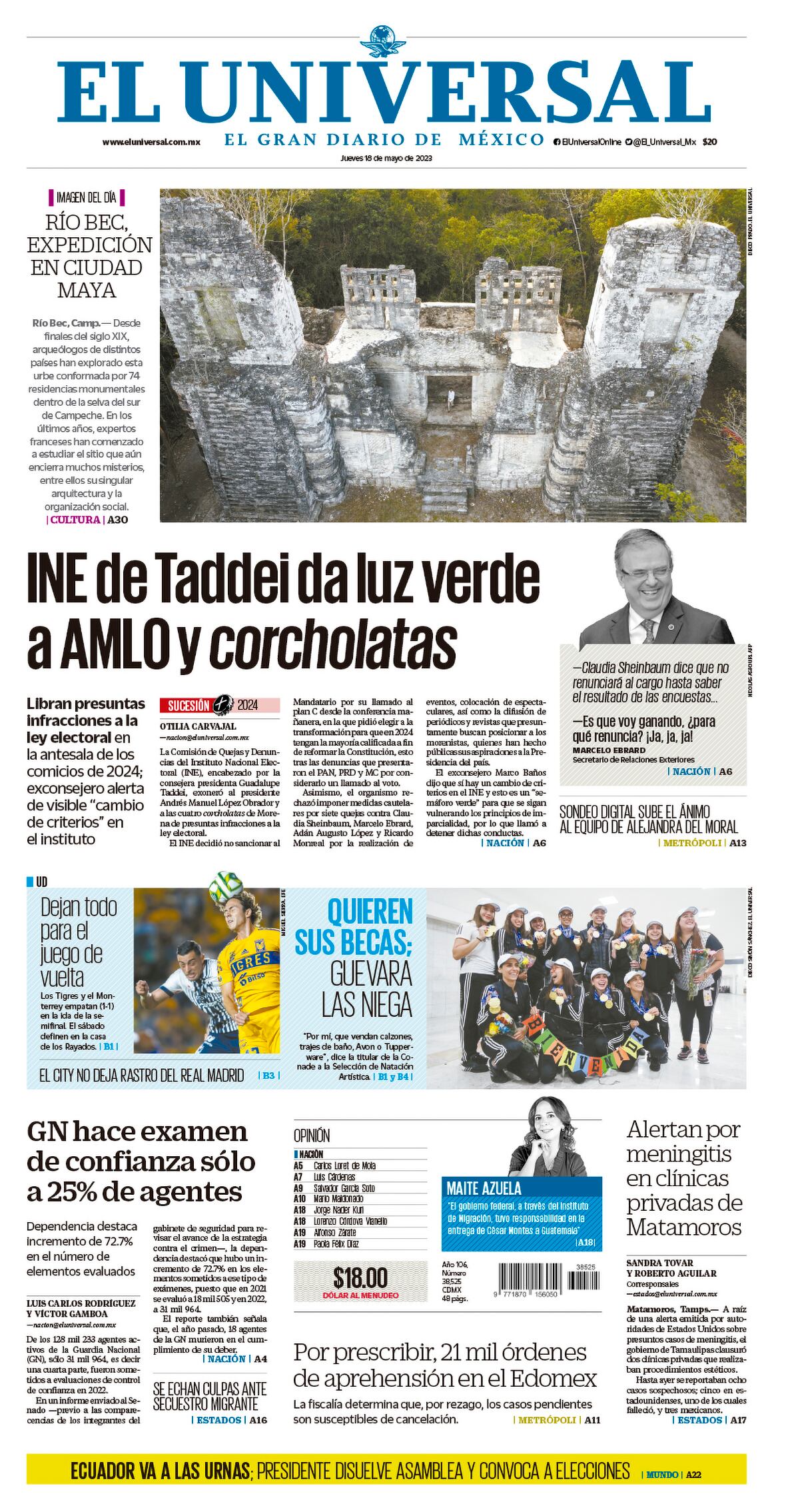 Portada impresa 18 de mayo de 2023