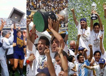 Pumas, las figuras y técnicos en sus campeonatos