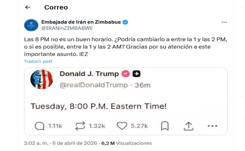 Las redes sociales de las embajadas iraníes en todo el mundo se han convertido en tiras de humor con chistes antiestadounidenses y antiisraelíes. Foto: X / Vía @IRANinZIMBABWE