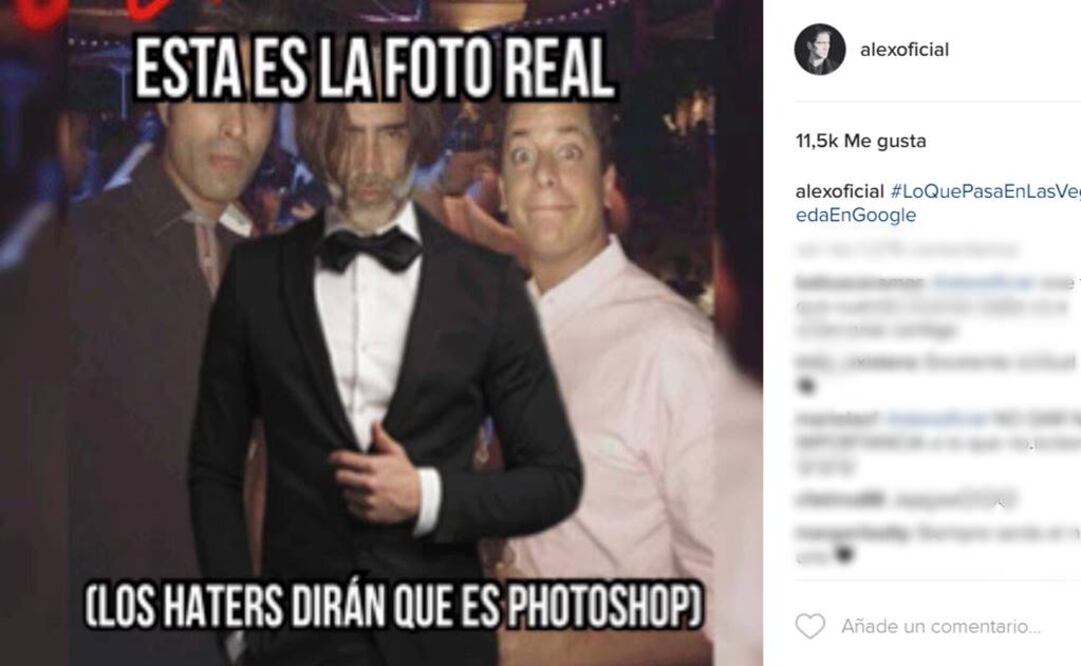 Además, "El Potrillo" publicó en su Instagram una imagen donde toma con humor su situación. "#LoQuePasaEnLasVegasSeQuedaEnGoogle", expresó. FOTO: Instagram/alexoficial