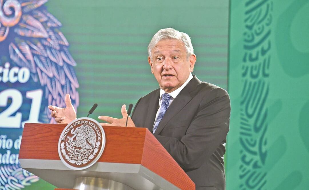 El Presidente, ayer en su conferencia desde Palacio Nacional. Foto: Hugo García. EL UNIVERSAL