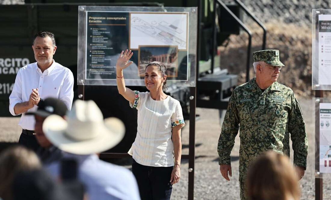 Claudia Sheinbaum en la construcción del tren México-Querétaro. Foto: Berenice Fregoso/EL UNIVERSAL