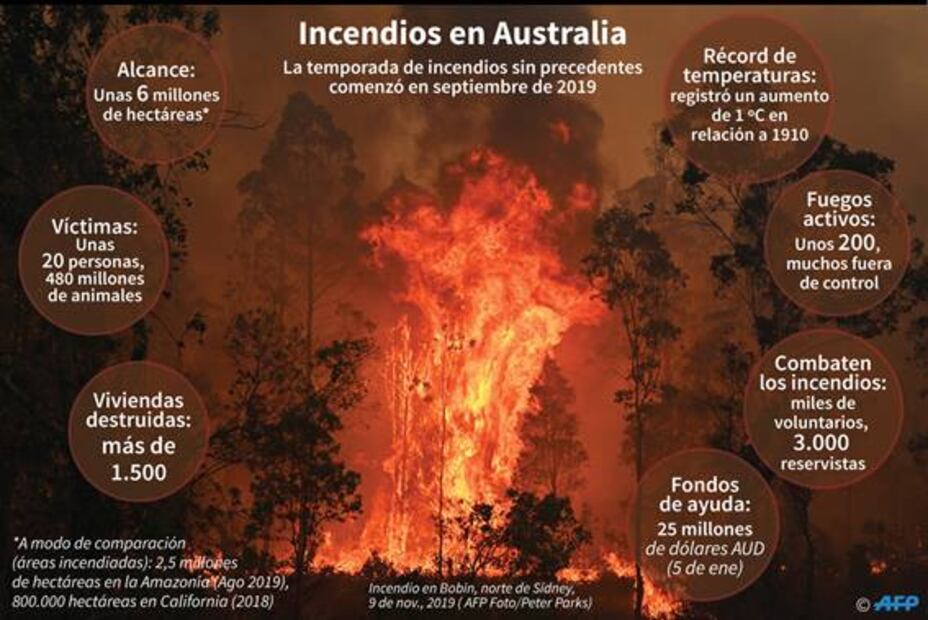 Humo de los incendios de Australia llega a ciudades de Chile 