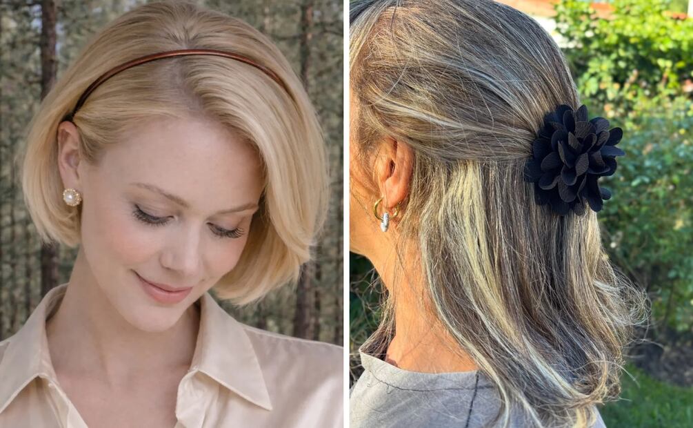 Cabello corto con accesorios. Foto: Instagram @florentina.accesorios.uy, @lamcareyecologico