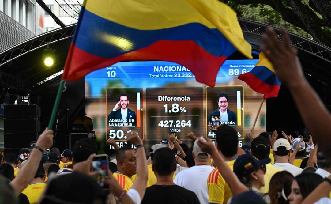 Las autoridades intervienen en distintos puntos de Bogotá y Cali después de que se difundieran los primeros resultados de la segunda vuelta presidencial. (22/06/26) Foto: AFP