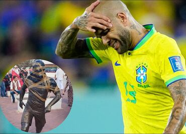 Estatua de Dani Alves en Brasil fue atacada de nuevo