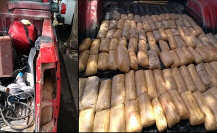 Aseguran 113 kilos de droga oculta en camioneta en Michoacán