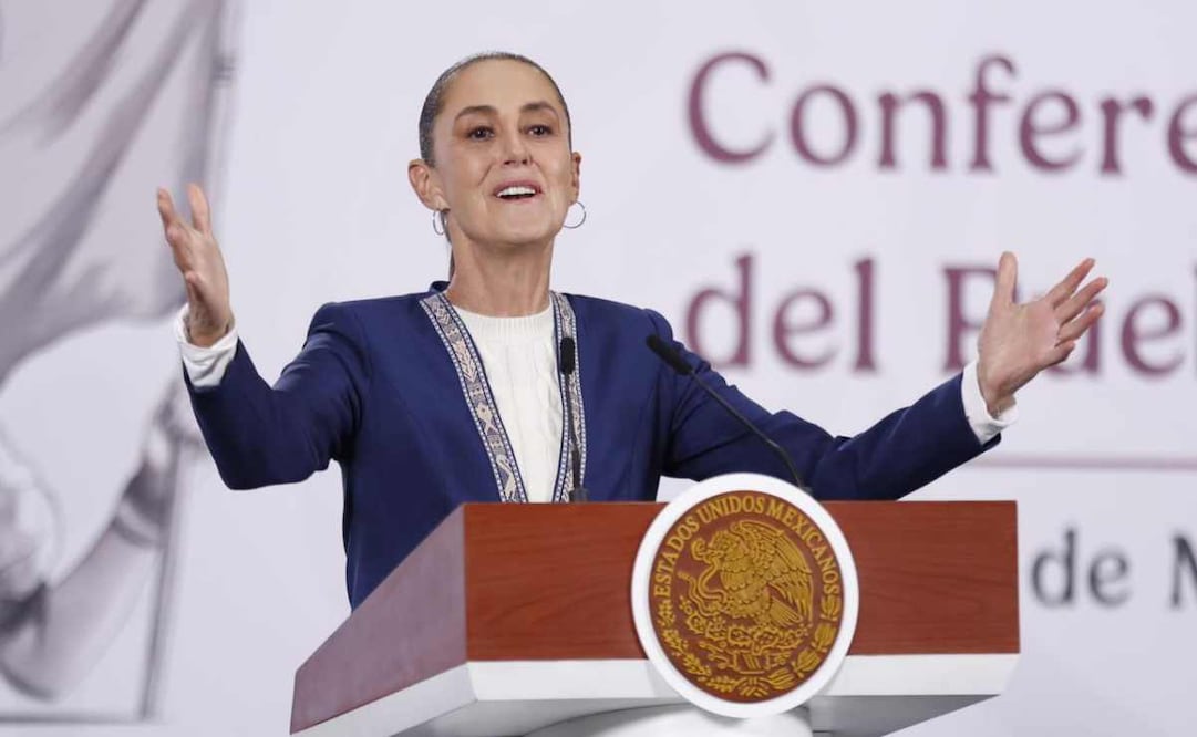 La presidenta Claudia Sheinbaum durante la mañanera del 4 de febrero del 2026. Foto: Diego Simón / EL UNIVERSAL
