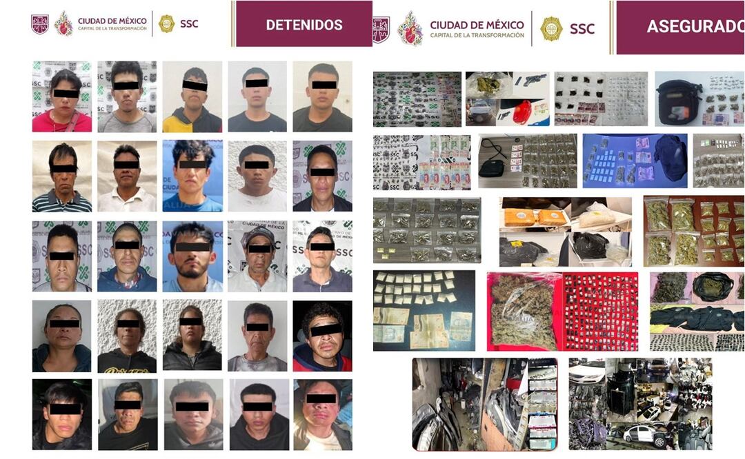 Operativos de la SSC en Iztapalapa: 39 detenidos y más de 130 toneladas de autopartes aseguradas en seis días. Foto: Especial