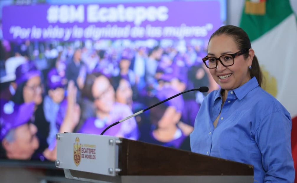 Azucena Cisneros destaca disminución de la violencia sexual contra las mujeres en Ecatepec.
Foto: Especial.