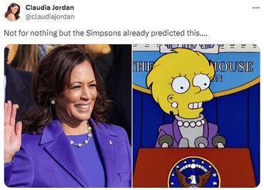 Reacción del guionista de "Los Simpson" es revivida, ante supuesta predicción sobre Kamala Harris