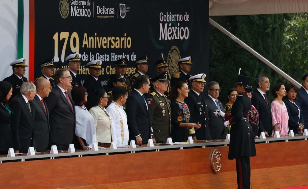 La presidenta Claudia Sheinbaum en la conmemoración del 178 Aniversario de la Gesta Heroica de los Niños Héroes de Chapultepec en el Altar a la Patria el 13 de septiembre de 2026. Foto: Diego Simón Sánchez/ EL UNIVERSAL