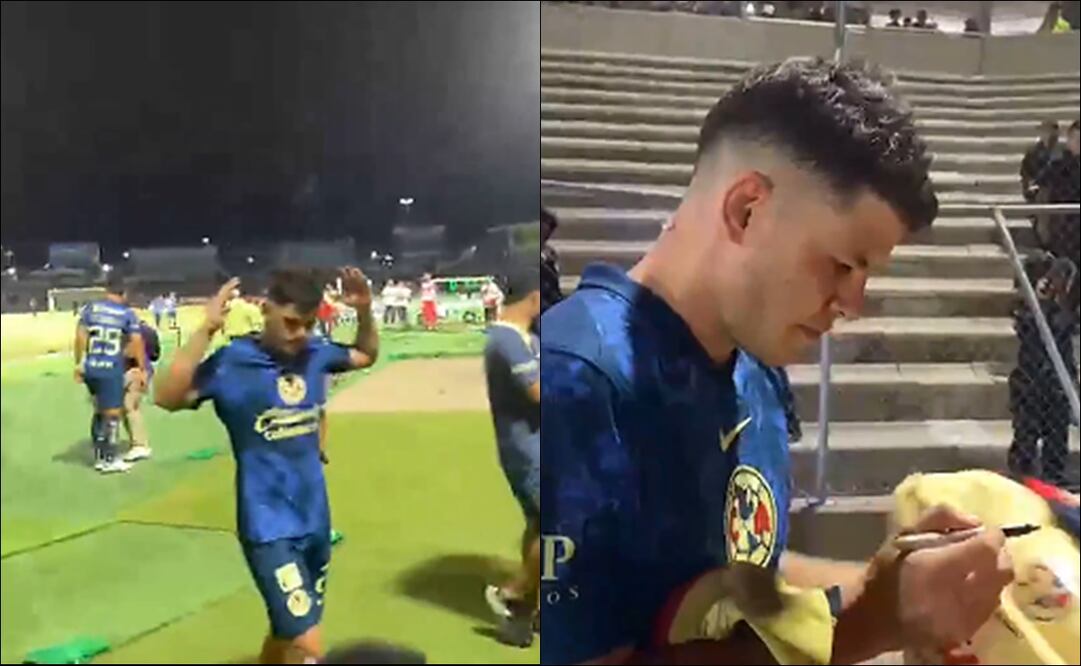 Richard Sánchez firma las camisetas del América que le lanzaron / Foto: Especiales