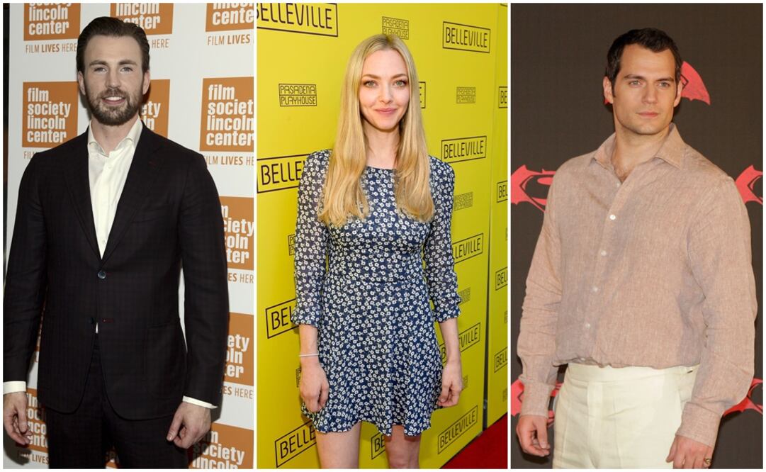 Chris Evans, Amanda Seyfried y Henry Cavill. Fotos: Archivo