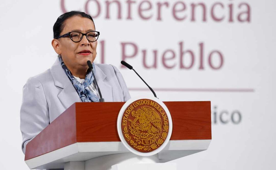 Rosa Icela Rodríguez, secretaria de Gobernación, durante la mañanera de este 22 de julio del 2025. Foto: Diego Simón / EL UNIVERSAL.