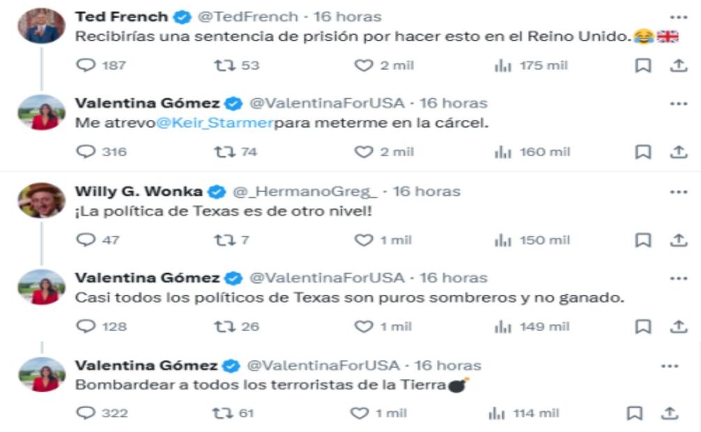 Valentina Gómez candidata republicana al congreso de Texas. Foto: X @ValentinaForUSA