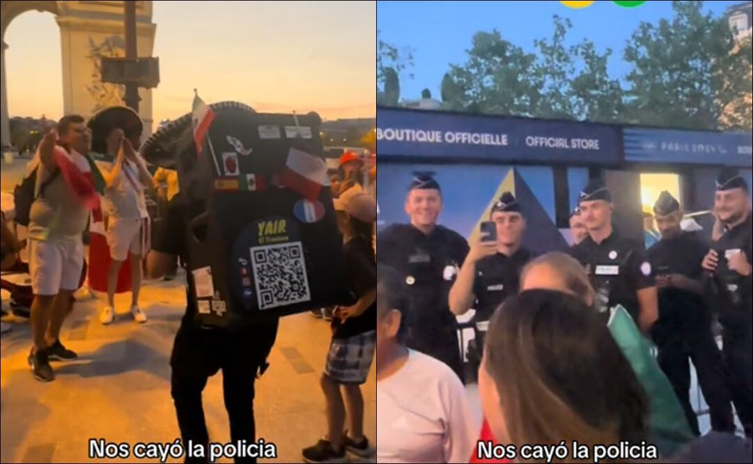 Los policías aprovecharon para grabar la fiesta mexicana que se armó en las calles de París - Foto: Capturas de pantalla