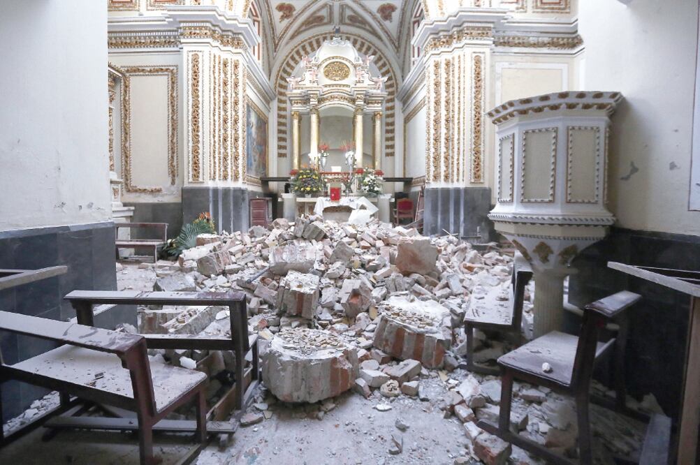 Daños en la Iglesia de Tepontla. Puebla, causados por el sismo (ARCHIVO EL UNIVERSAL)
