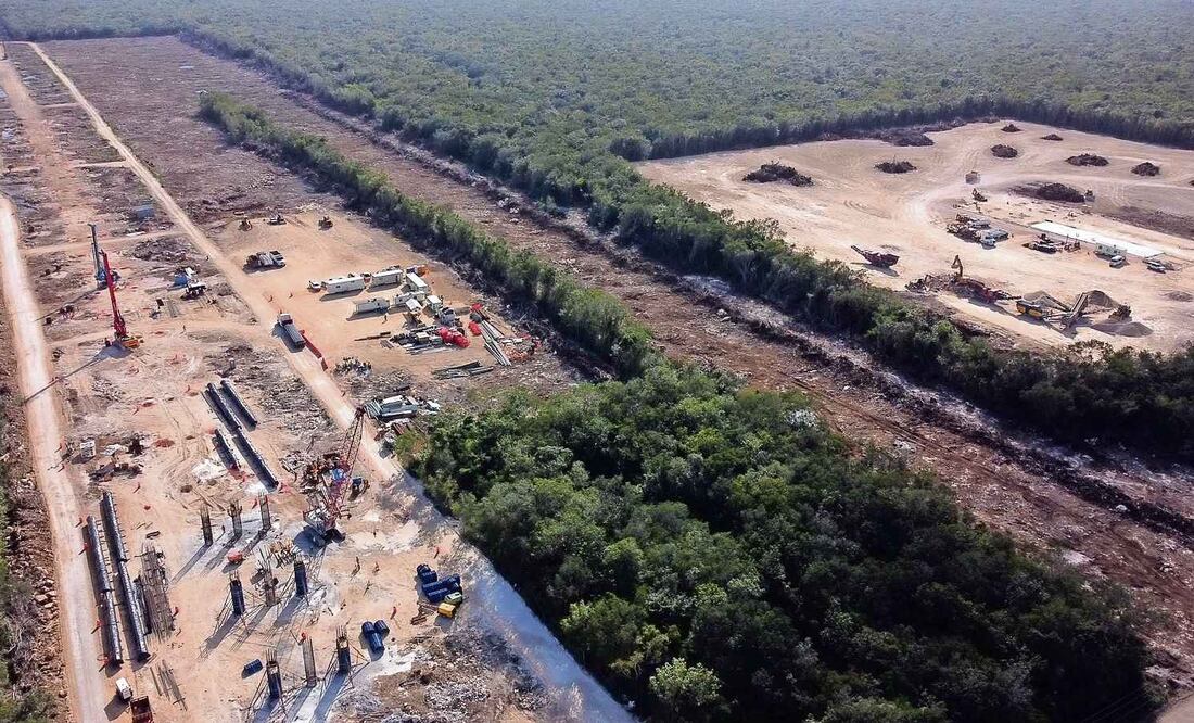 Fotografía panorámica de la tala hecha en la Península de Yucatán para construir las vías del Tren Maya./ Cortesía Selvame del Tren
