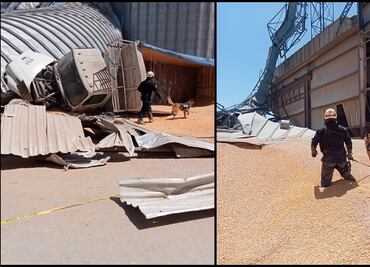 Colapsa un silo de granos y tres personas quedan atrapadas en Torreón