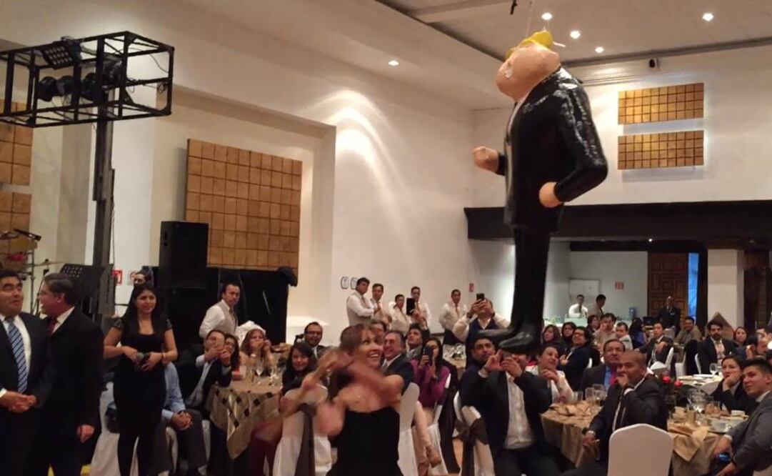 Senadores del PRD se ensañan con piñata de Donald Trump