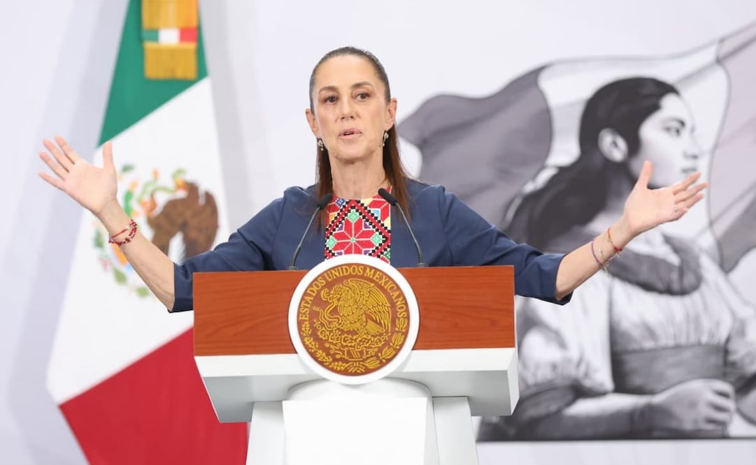 La presidenta Claudia Sheinbaum durante su conferencia de prensa desde Palacio Nacional este 28 de abril de 2026. Foto: Luis Camacho / EL UNIVERSAL