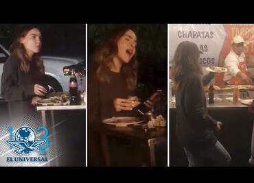 Belinda se echa unos tacos en plena calle y canta cumbias